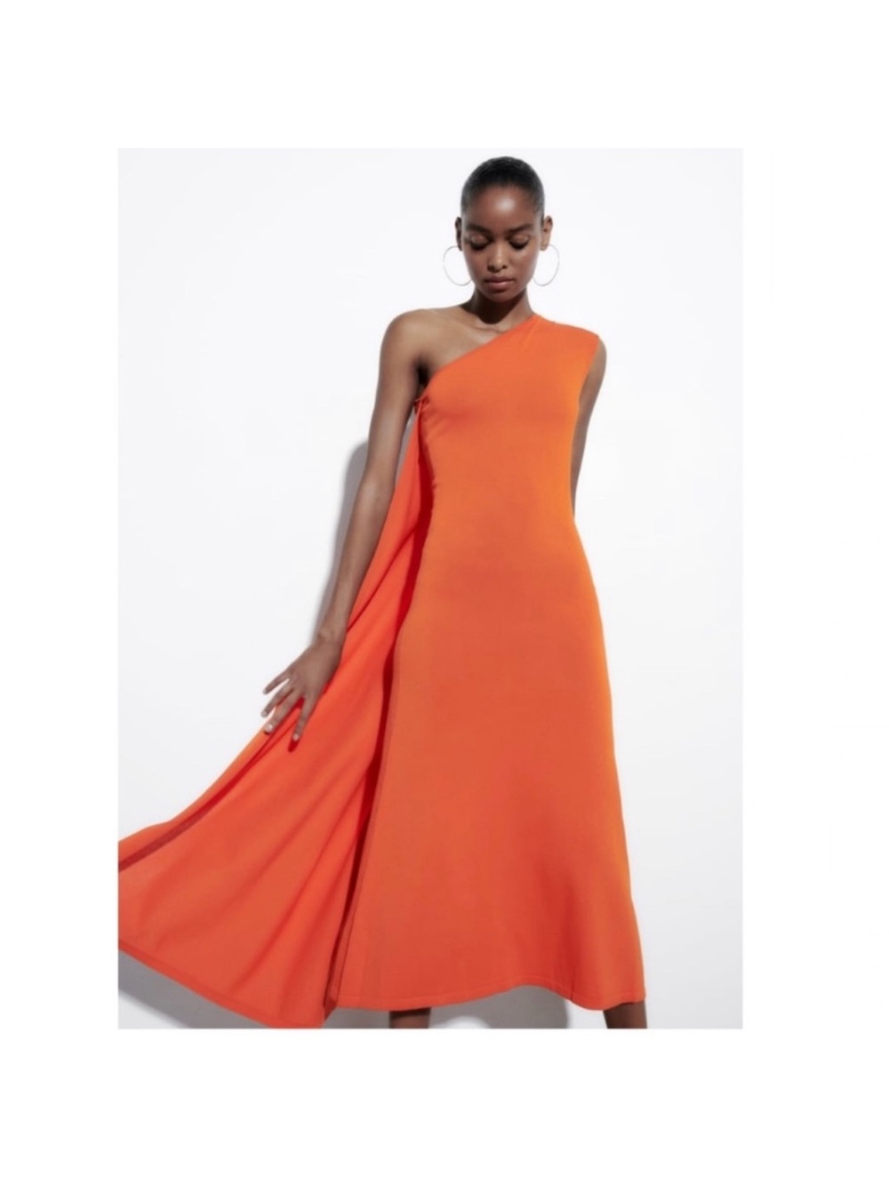 ZARA One Shoulder Cape Maxi Dress - Picture 8 of 16
